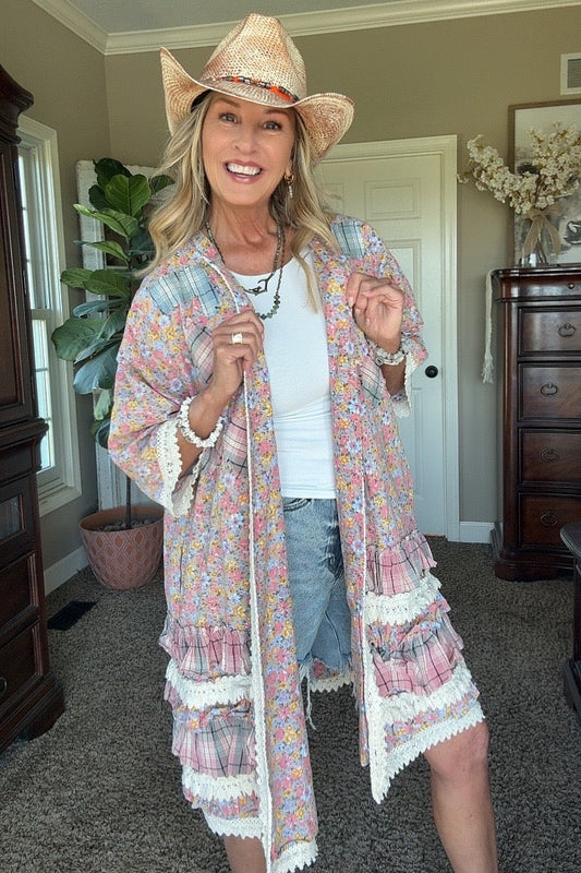 Artisan Floral Pink Kimono