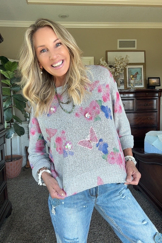 Flutter And Flourish Gray Top