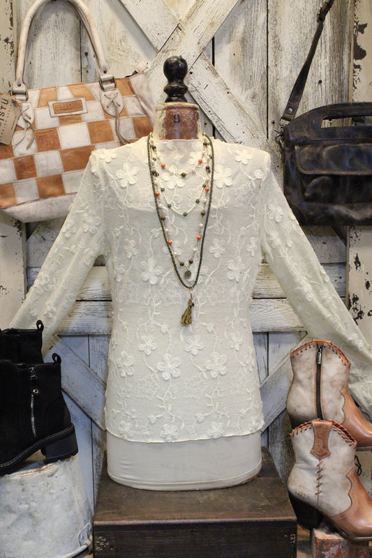 Lovely Cream Mesh Top
