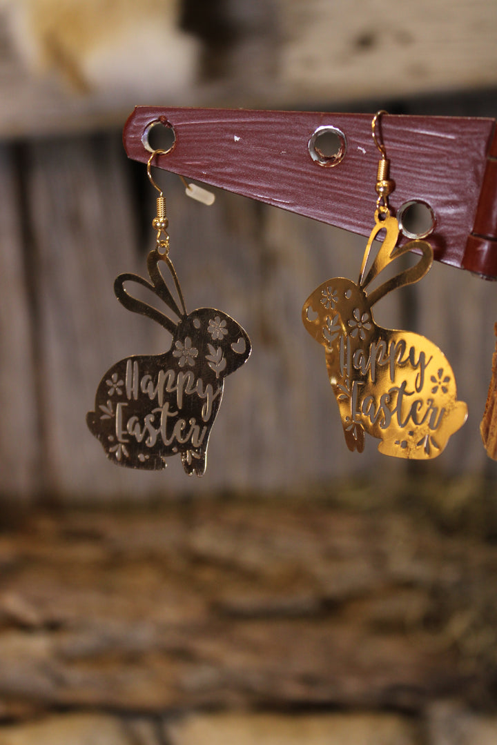 Golden Easter Bunny Earrings