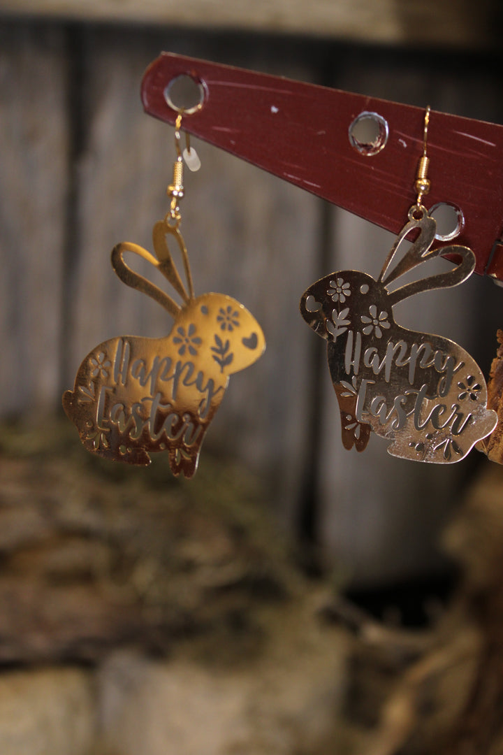 Golden Easter Bunny Earrings
