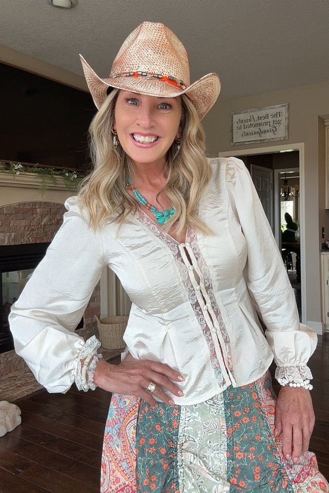 Champagne And Lace Blouse