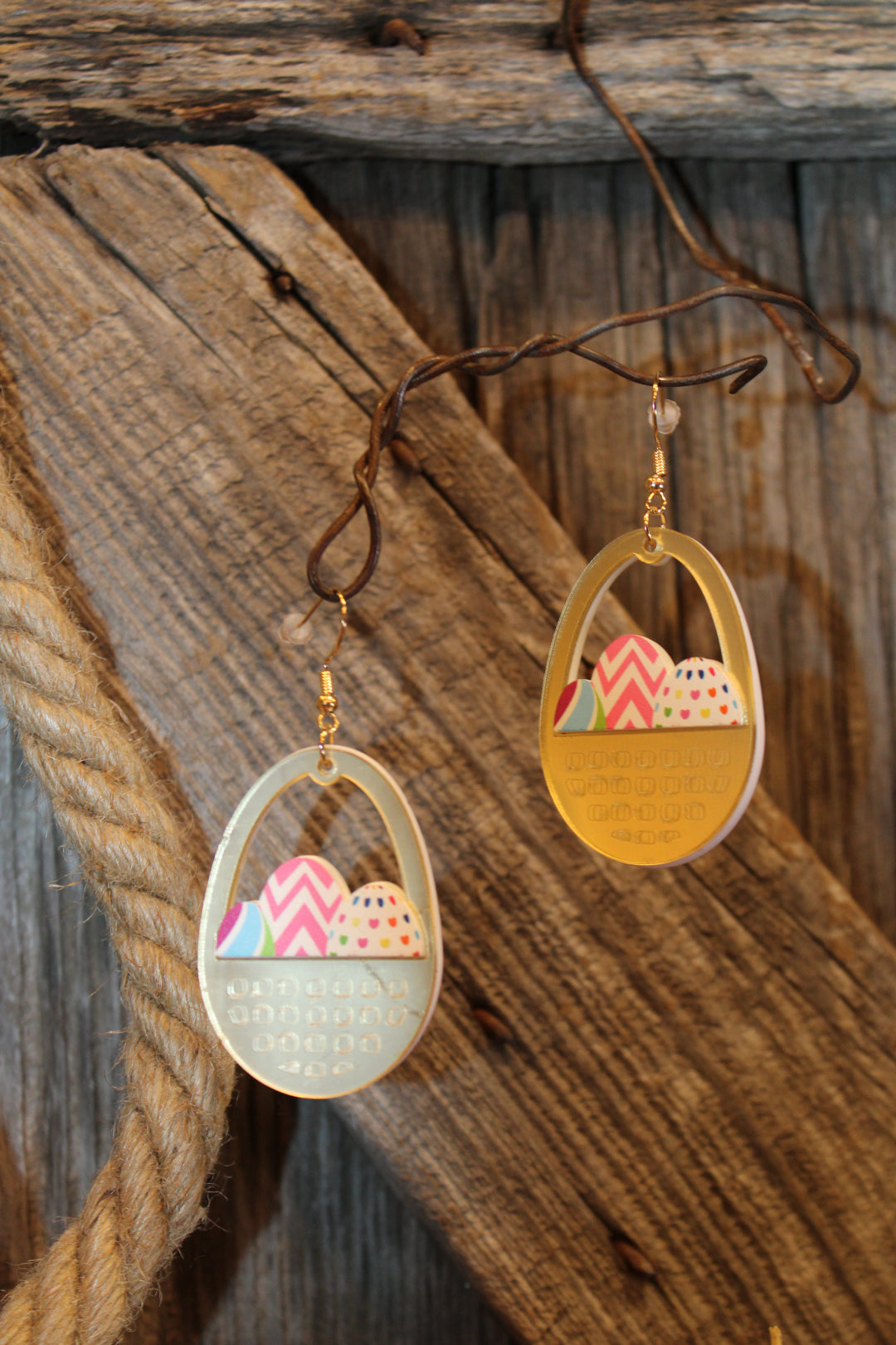 Golden Easter Basket Earrings