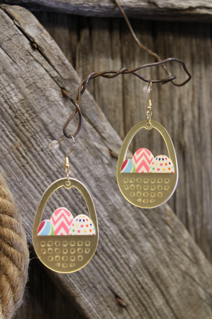 Golden Easter Basket Earrings
