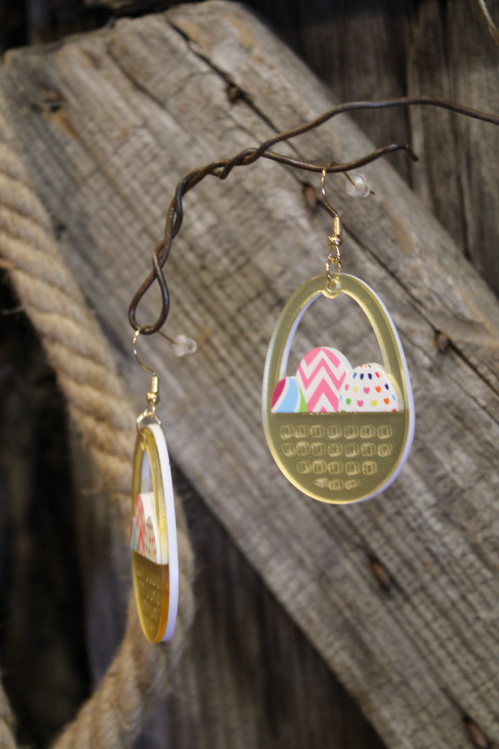 Golden Easter Basket Earrings