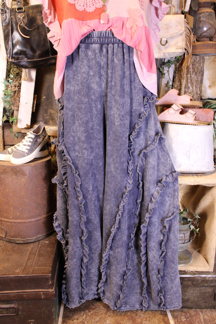 Relaxed Ruffle Charcoal Pants
