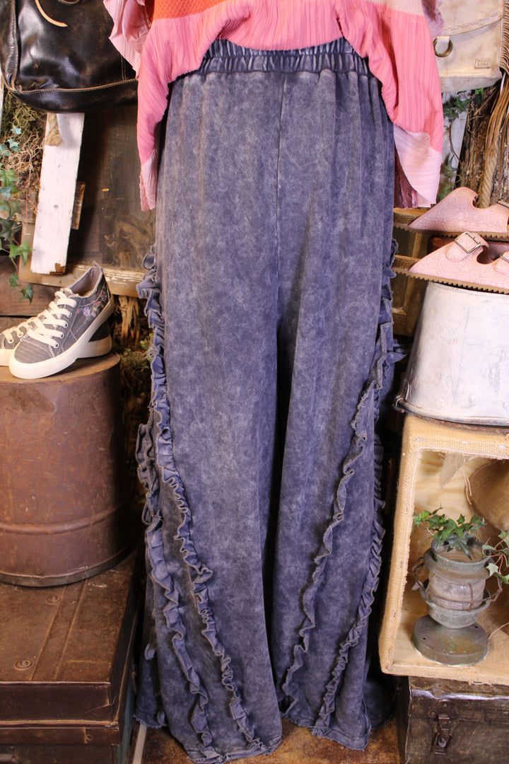 Relaxed Ruffle Charcoal Pants