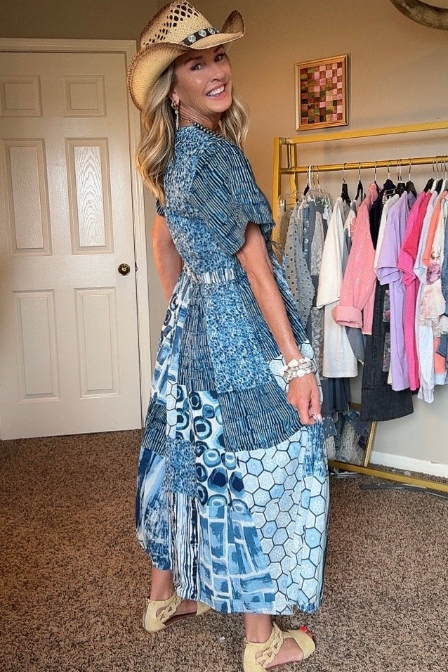 Ocean Whisper Cotton Maxi Dress