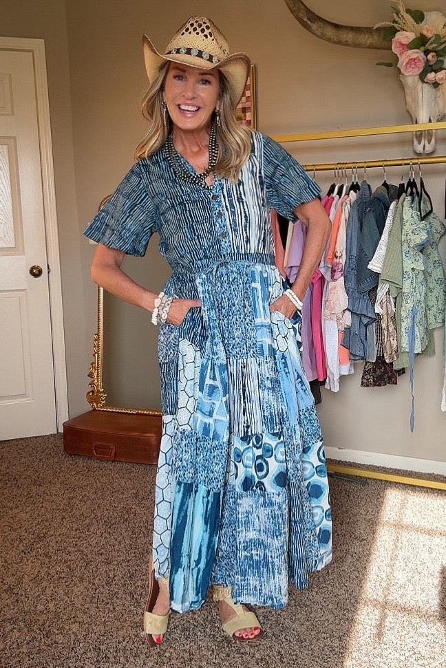 Ocean Whisper Cotton Maxi Dress