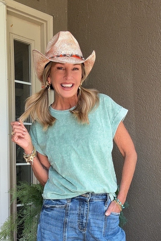 Cloud Soft Seafoam Green Cotton Top