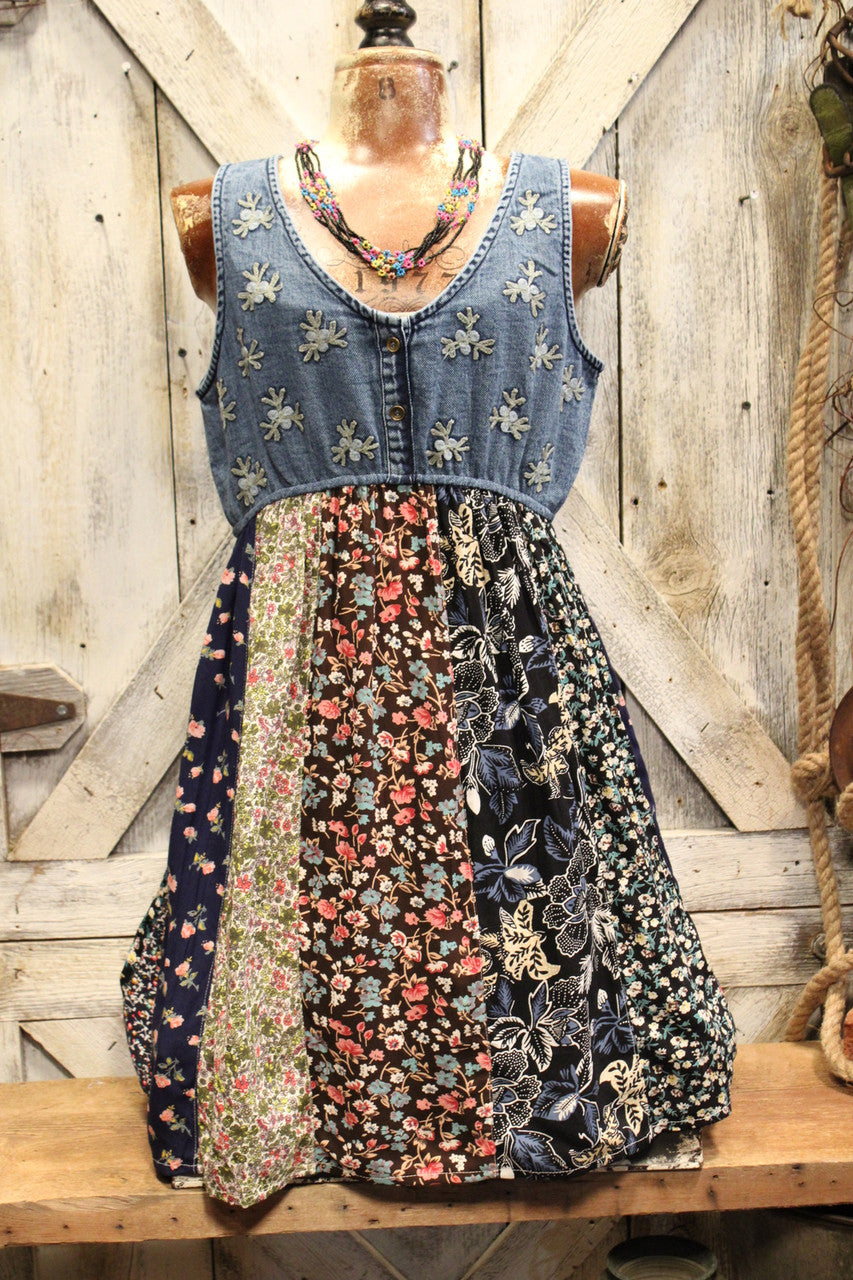 Country Summer Patchwork Tank Dress M