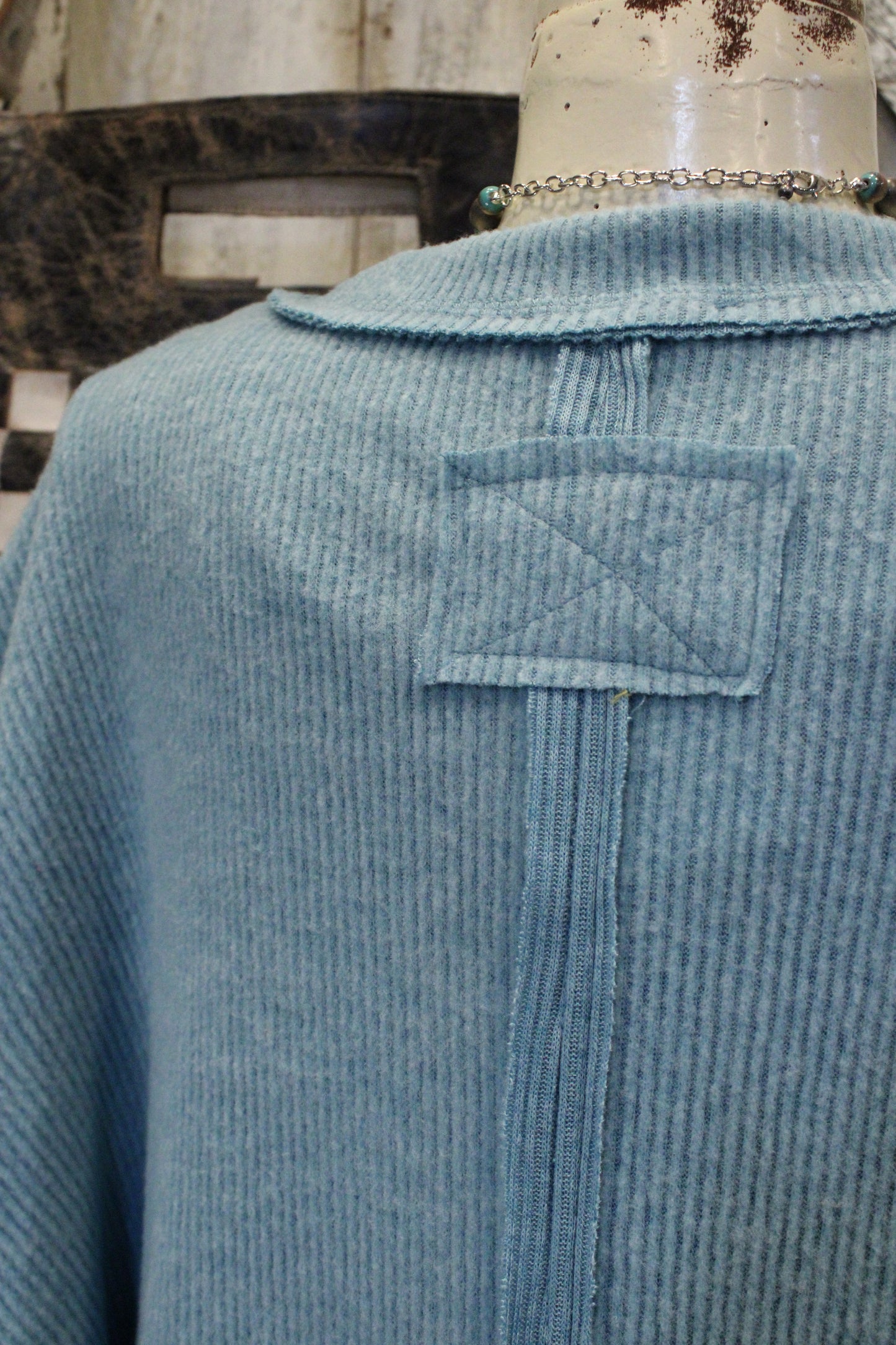 Ribbed Dusty Teal Relaxed Sweater