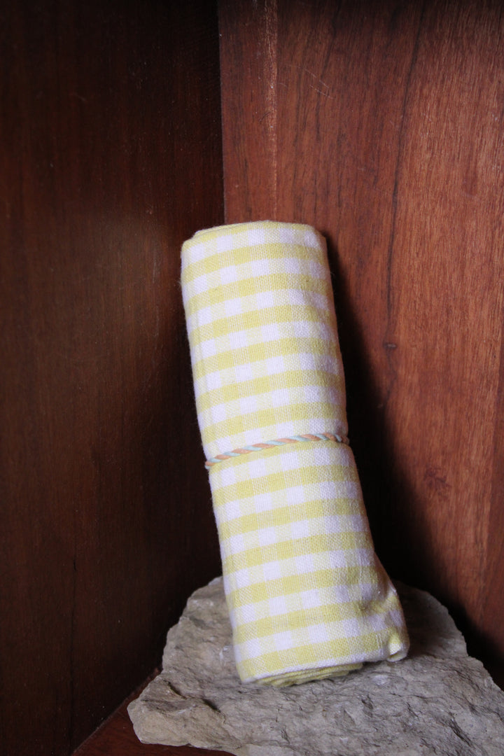 Hop Into Spring Yellow Checked  Kitchen Towel