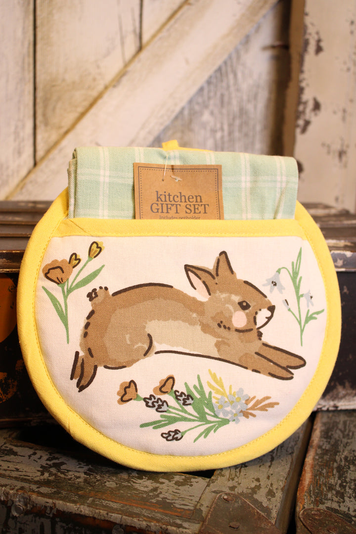 Spring Bunny Potholder &amp; Kitchen Towel Set