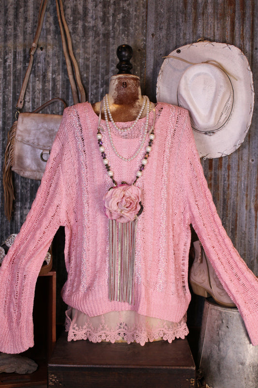 Pretty in Pearls Pink Sweater