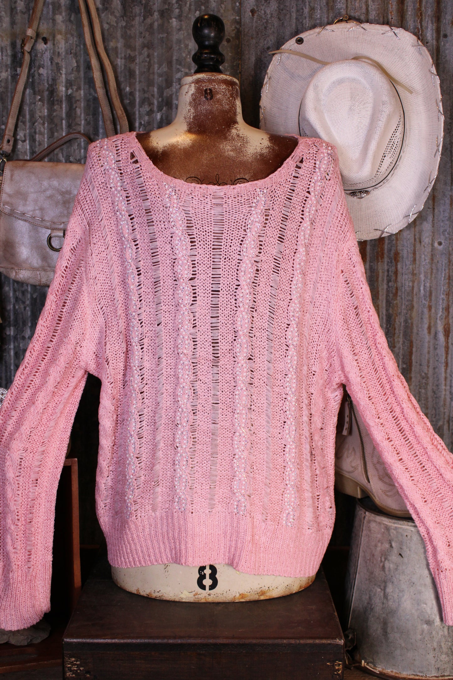 Pretty in Pearls Pink Sweater