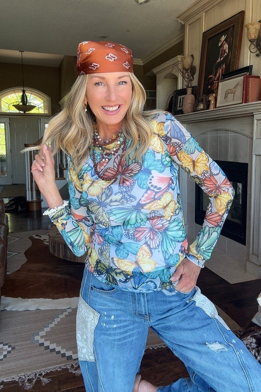 Fluttering Fields Mesh Blouse