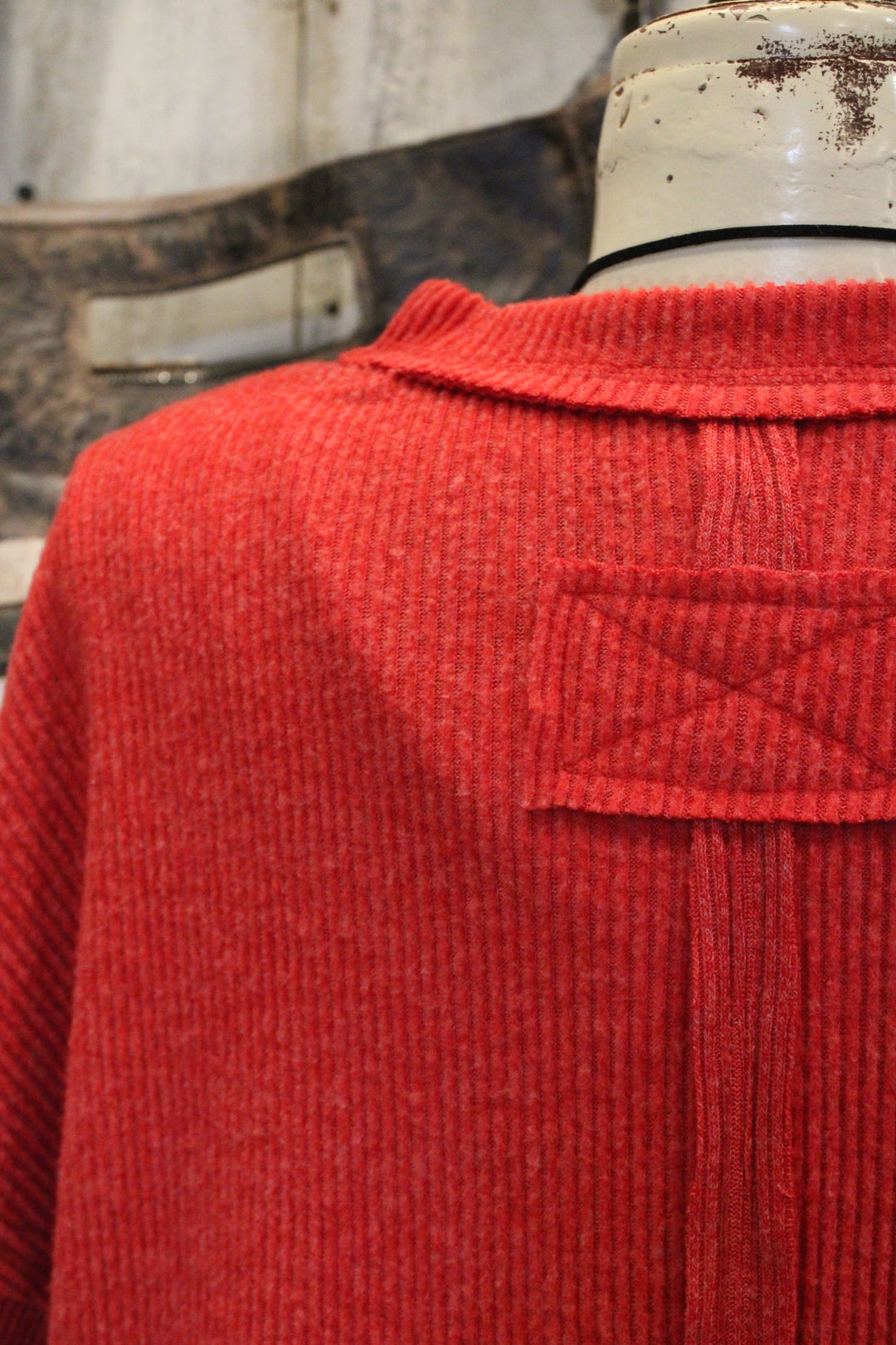 Ribbed Dark Red Relaxed Sweater