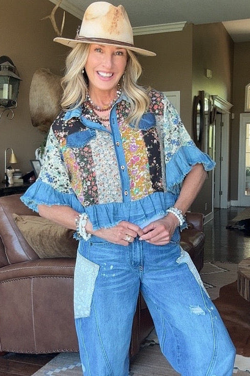 Sweetwater Ruffle Latte Blouse