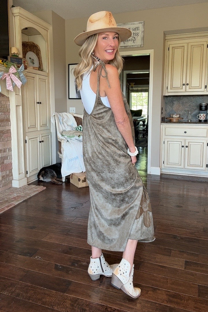 Midnight Bloom Olive Dress