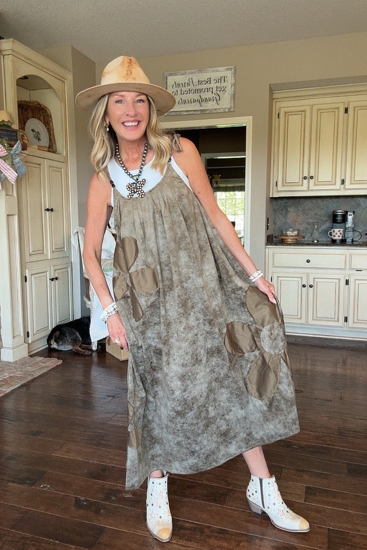 Midnight Bloom Olive Dress