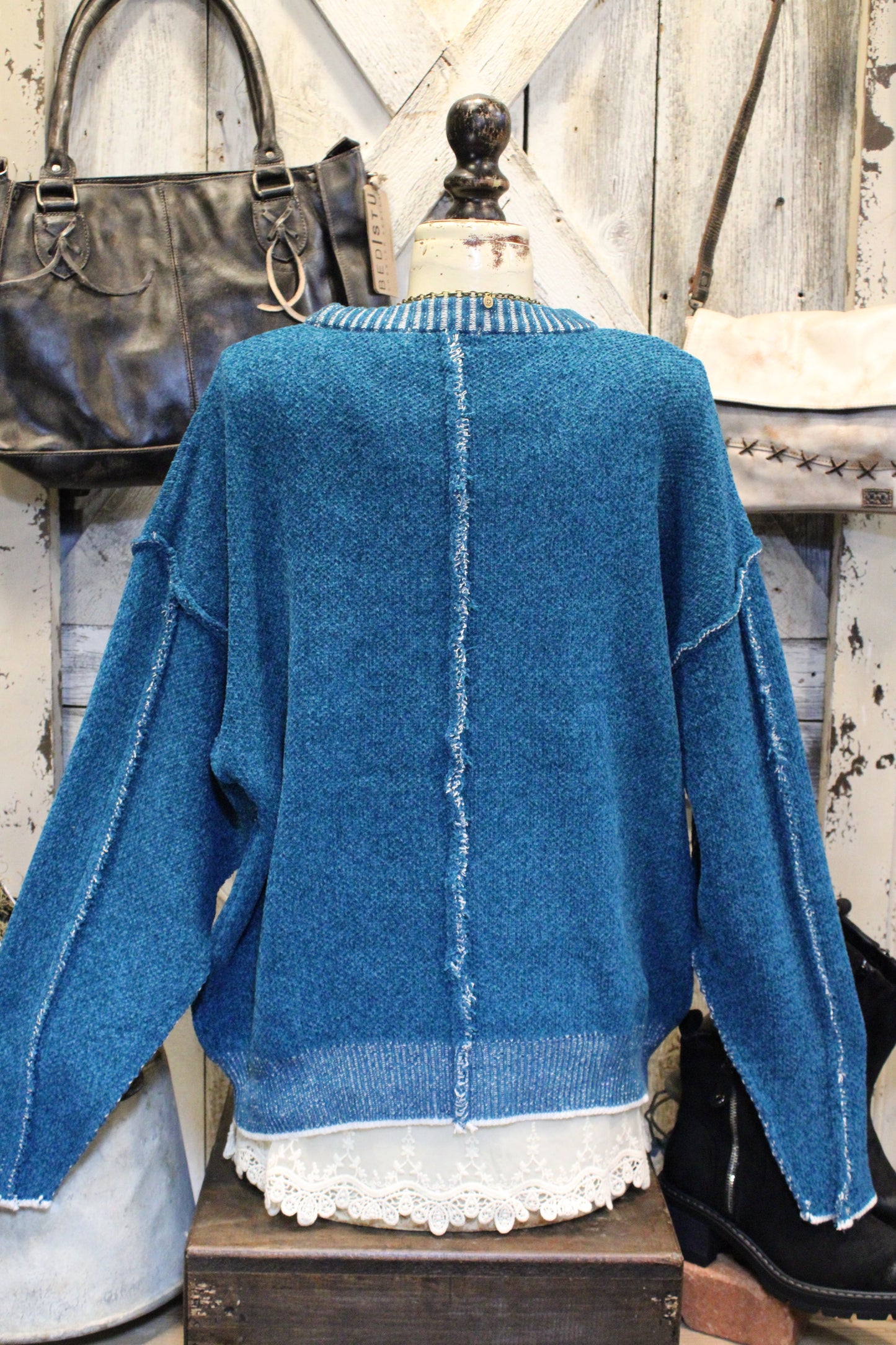 Woven Beauty Ocean Teal Sweater