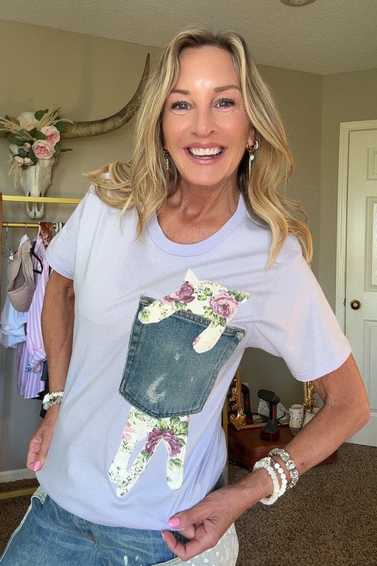 FGO Climbing Kitty Quilt Applique Tee