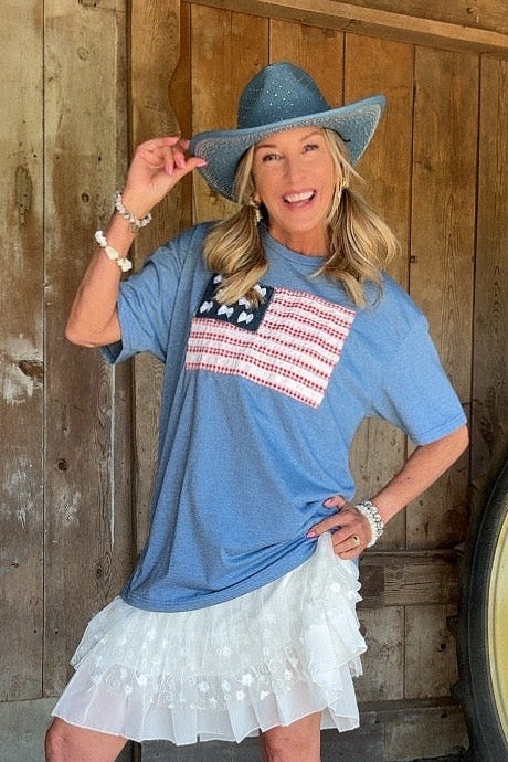 FGO Frilly Freedom Flag Applique Tee