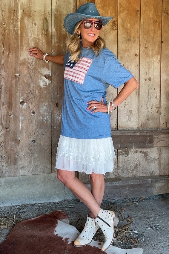 FGO Frilly Freedom Flag Applique Tee