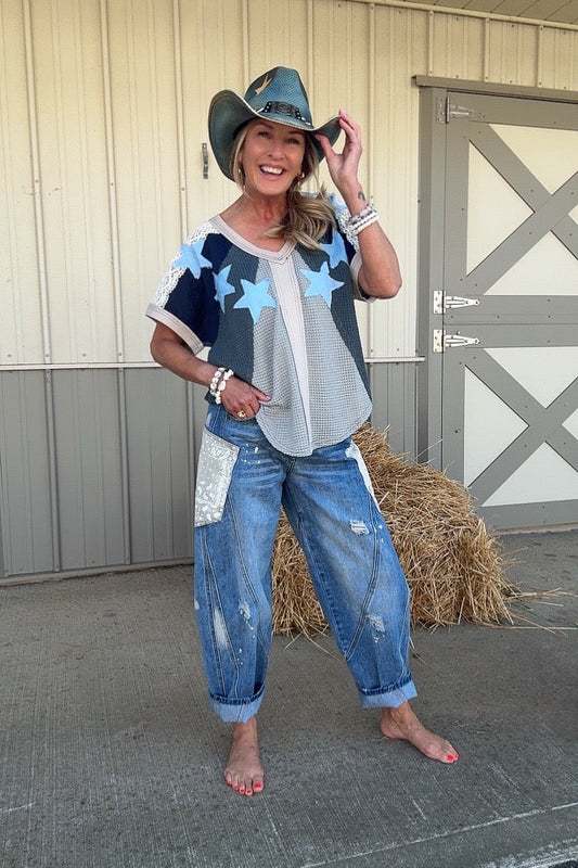 Starfall Blue Lace Top
