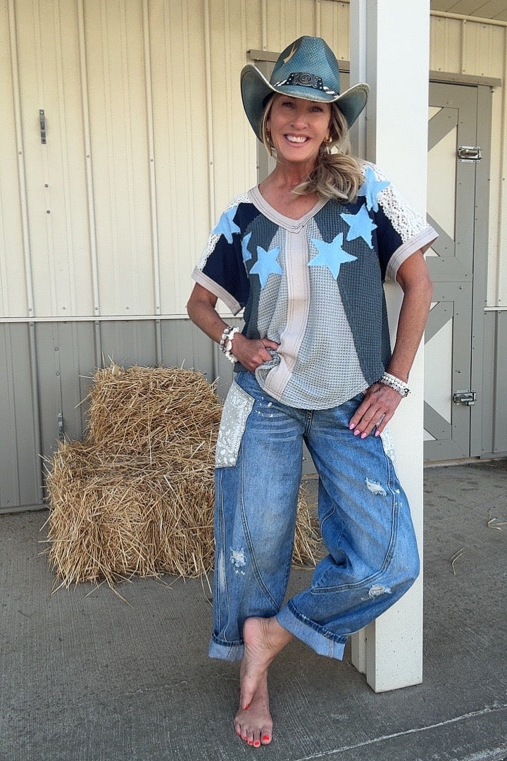 Starfall Blue Lace Top