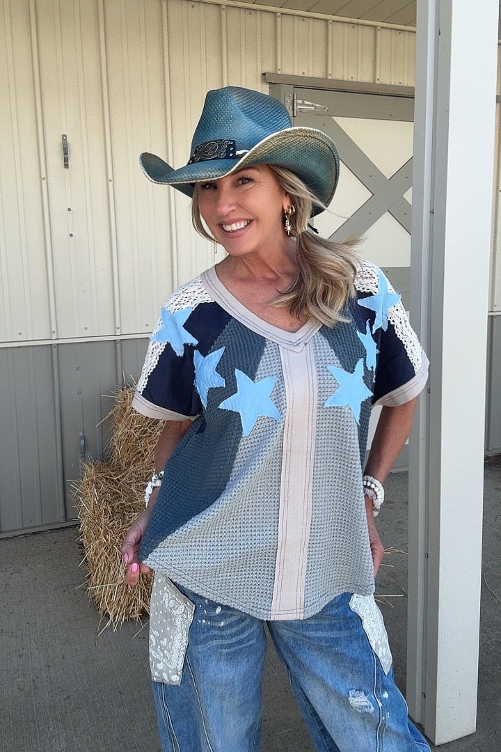 Starfall Blue Lace Top