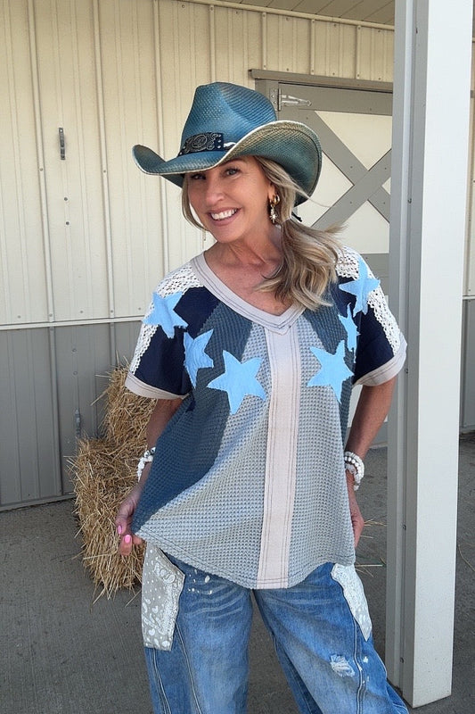 Starfall Blue Lace Top