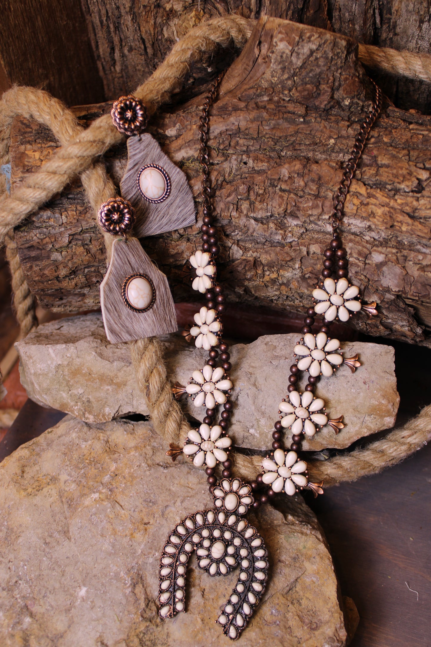 Prairie Blossom Cowhide Earrings