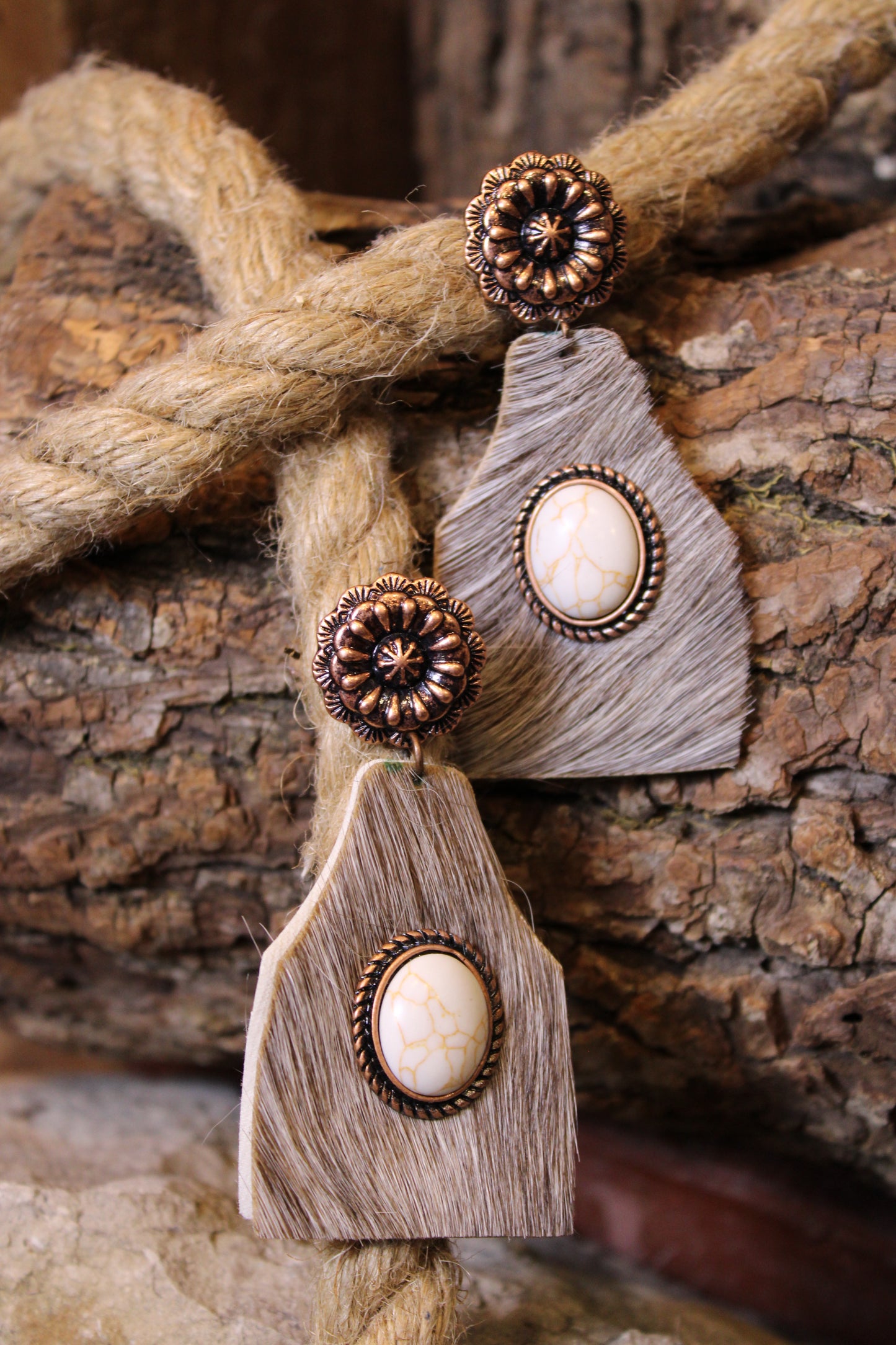Prairie Blossom Cowhide Earrings
