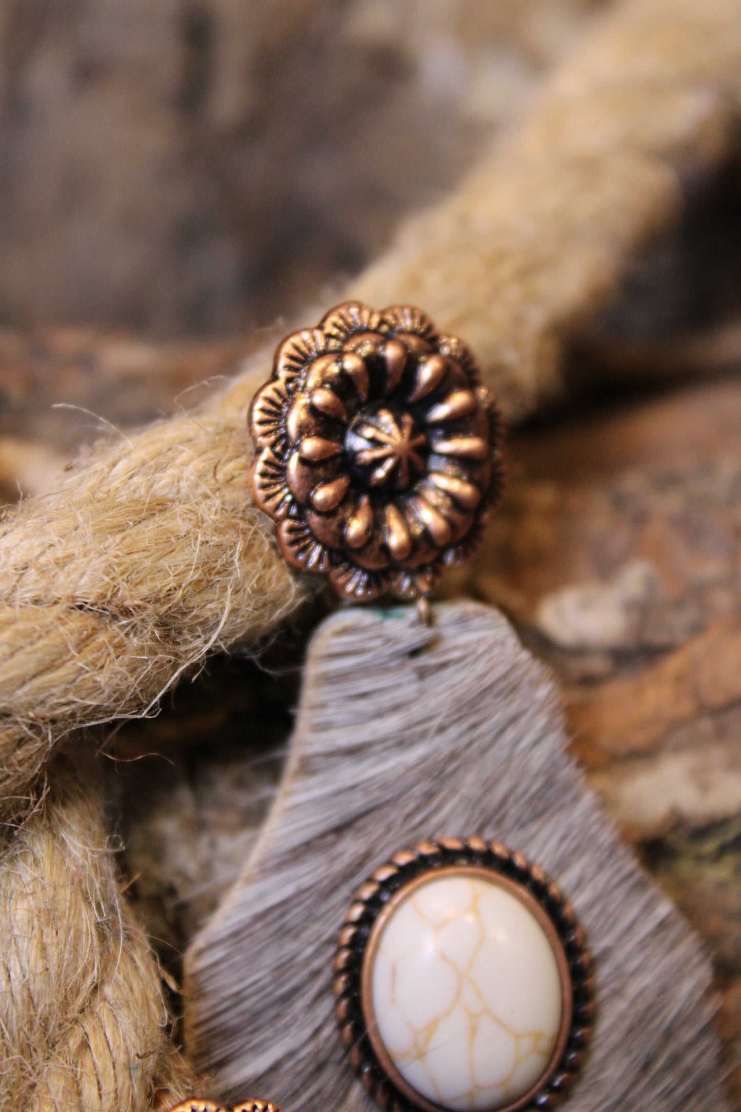 Prairie Blossom Cowhide Earrings