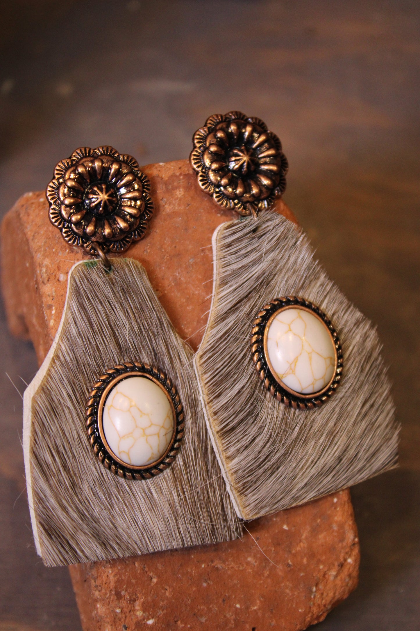Prairie Blossom Cowhide Earrings