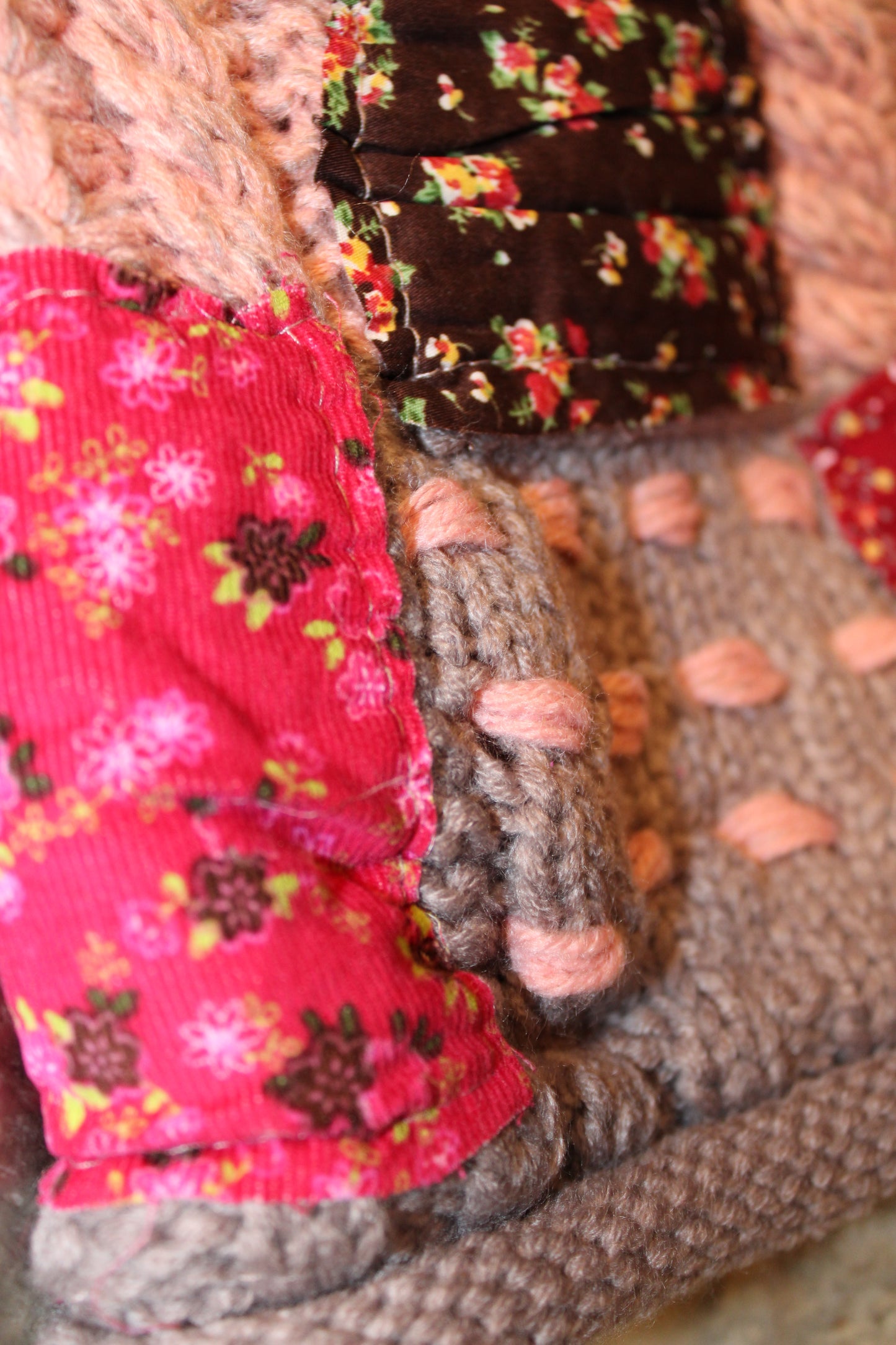 Patchwork Pink Hand-Knit Beanie