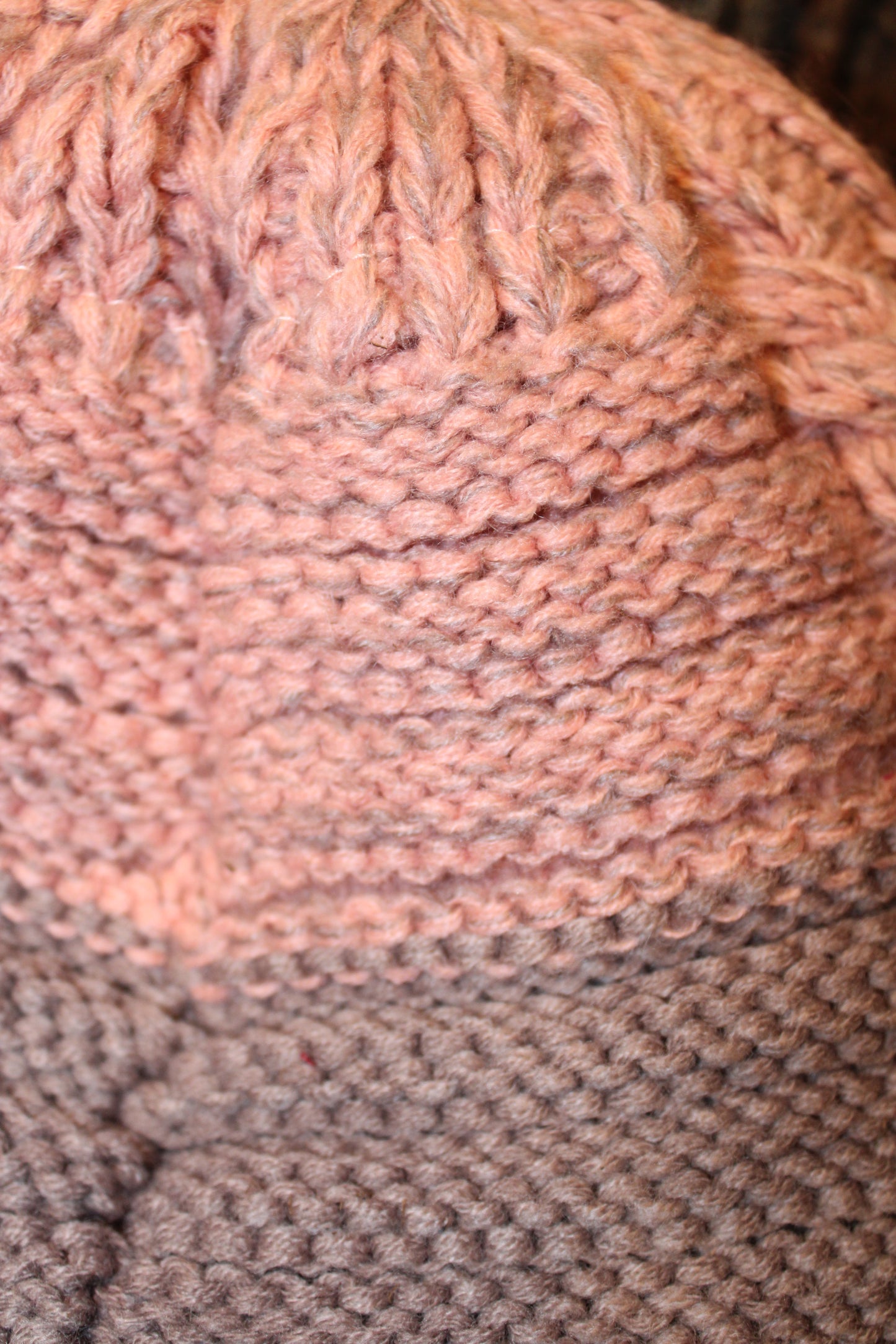 Patchwork Pink Hand-Knit Beanie