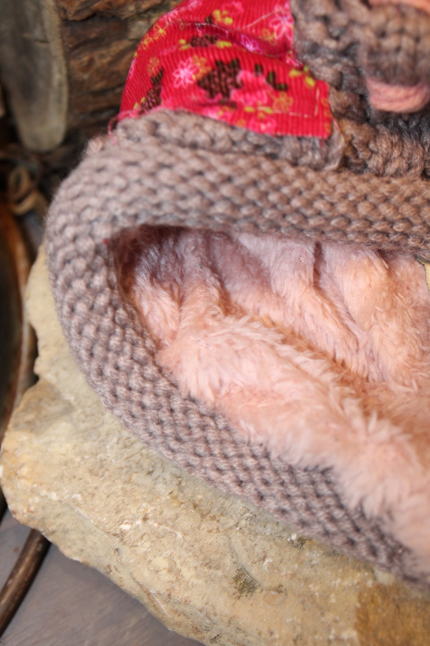 Patchwork Pink Hand-Knit Beanie