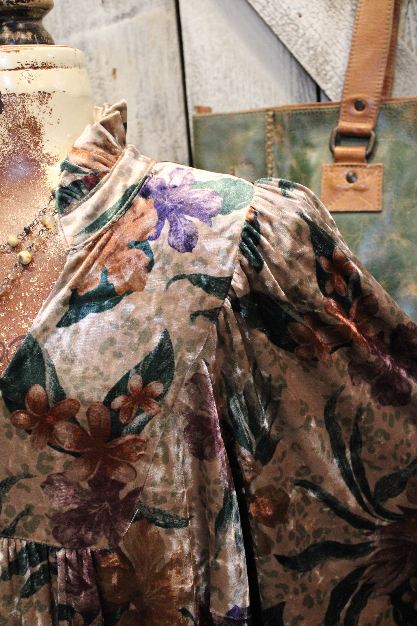 Velvet Golden Petal Dress