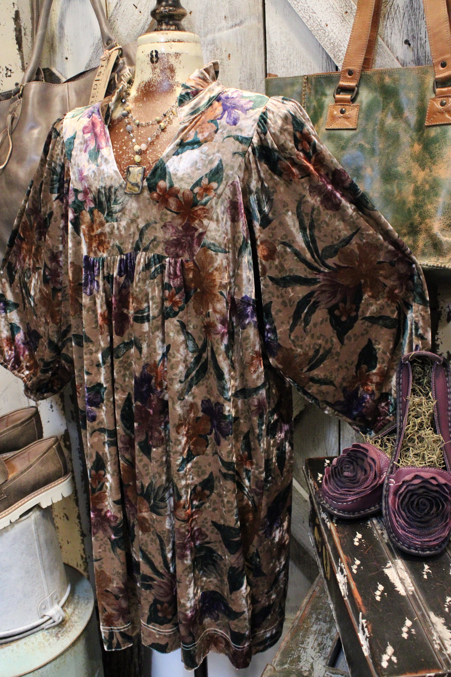 Velvet Golden Petal Dress