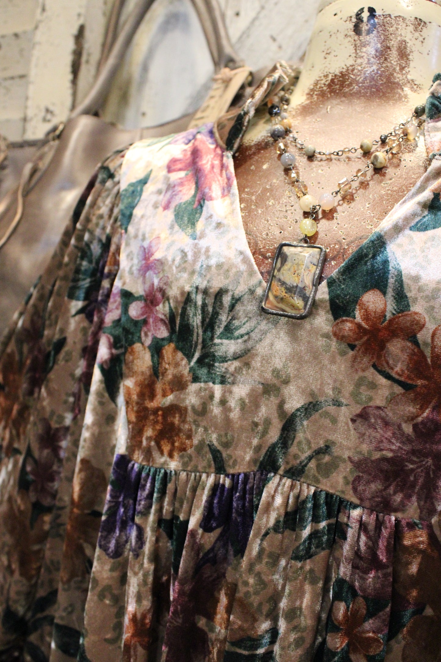 Velvet Golden Petal Dress