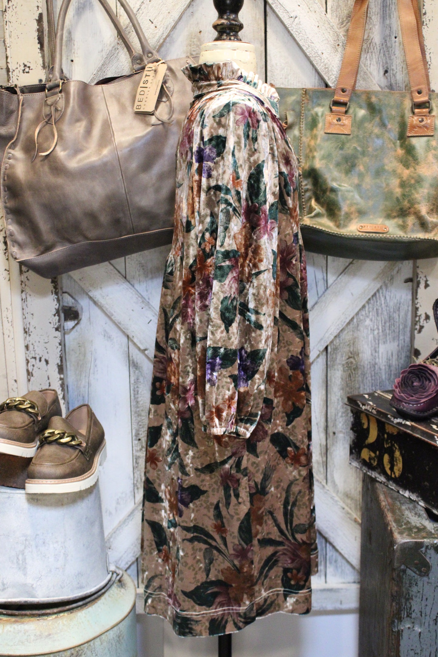 Velvet Golden Petal Dress