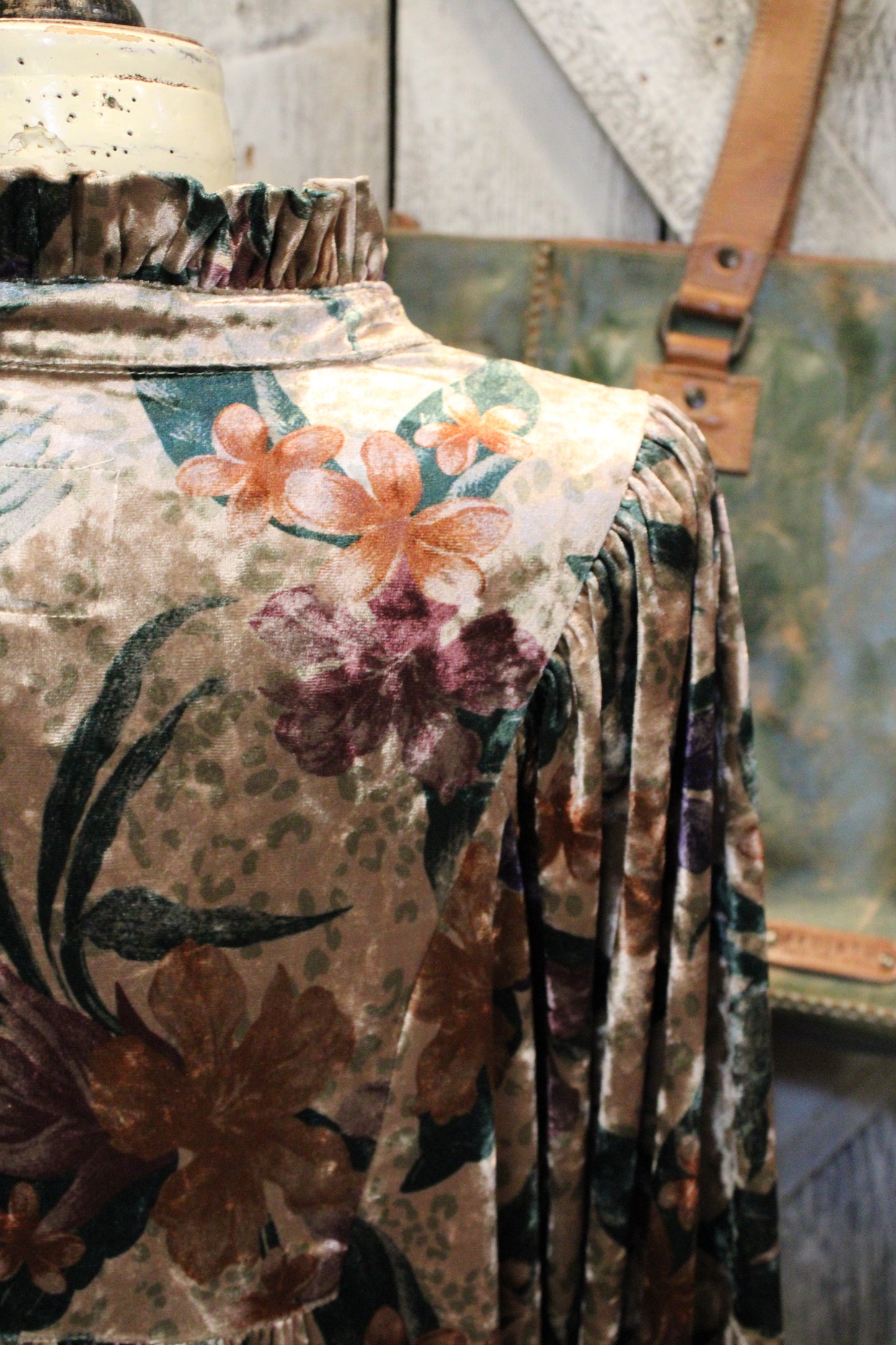 Velvet Golden Petal Dress