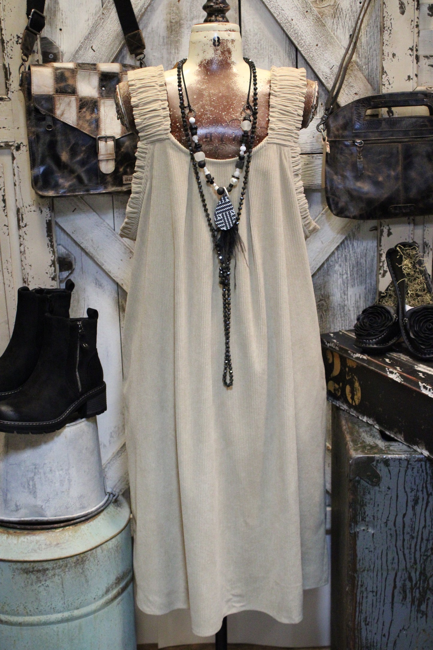 Toffee Trails Corduroy Dress