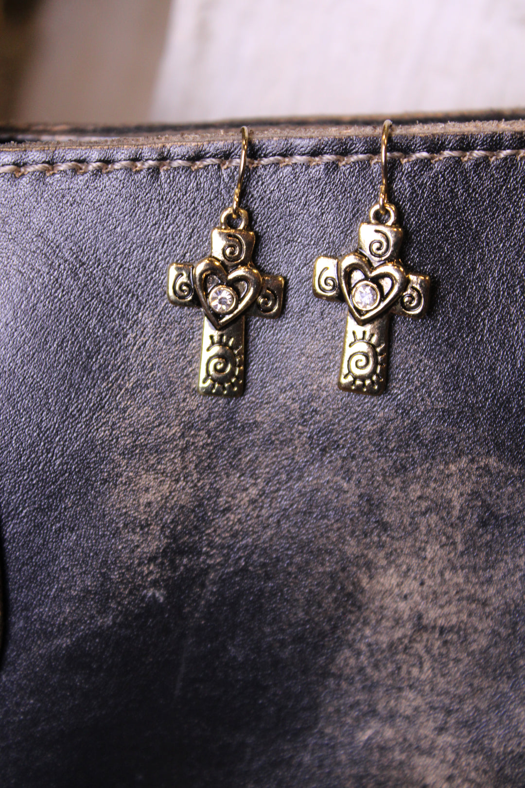 Sacred Heart Cross Earrings