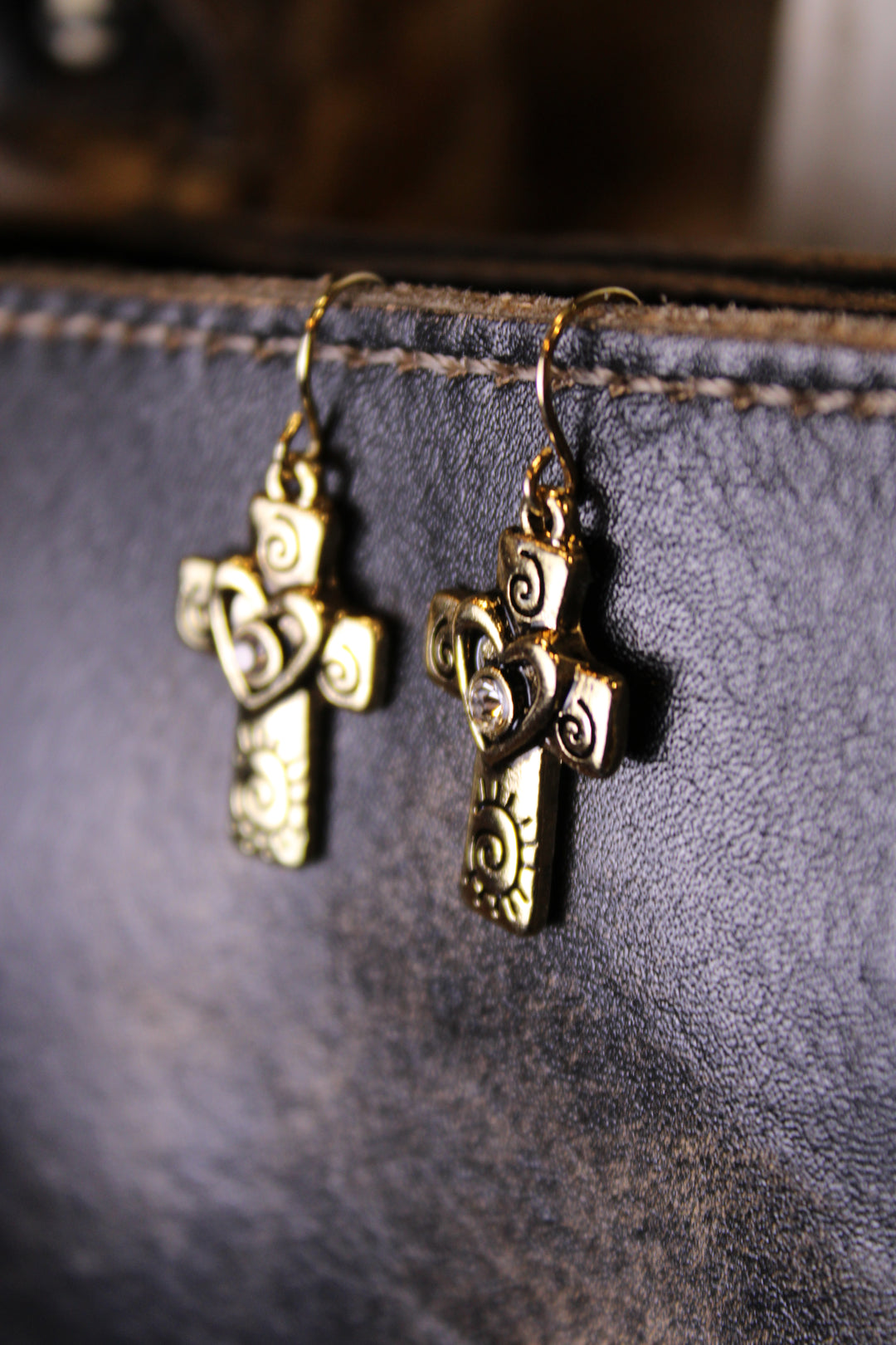 Sacred Heart Cross Earrings