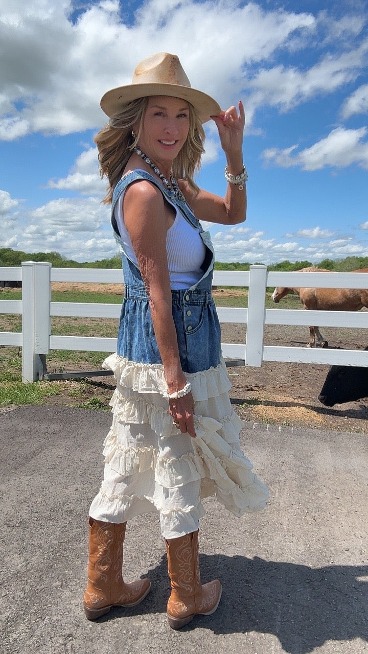 Honey And Harvest Denim Overall Dress