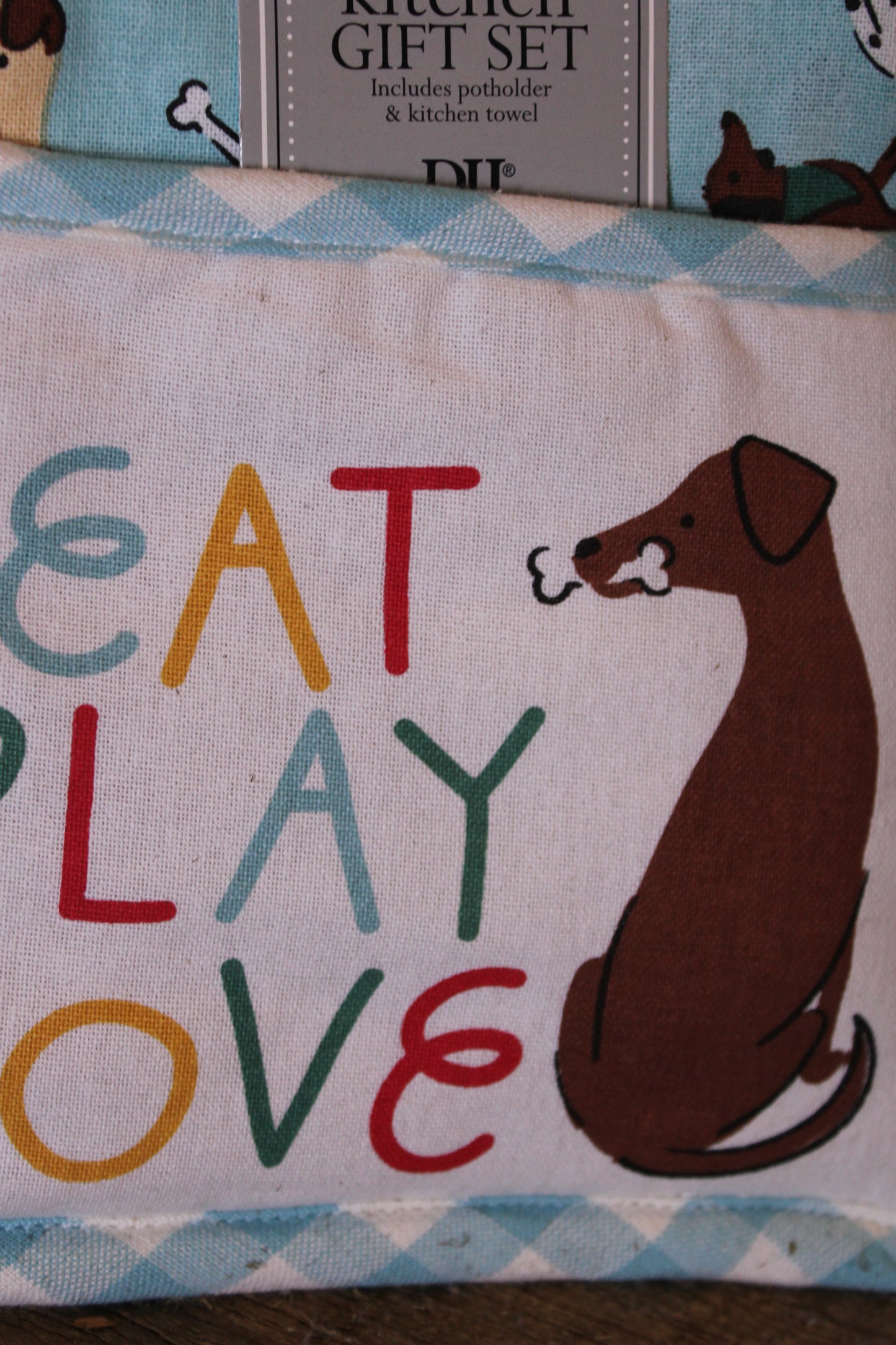 Eat Play Love Potholder & Kitchen Towel Set